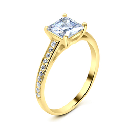 Gold Plated CZ Silver Ring NSR-2830-GP